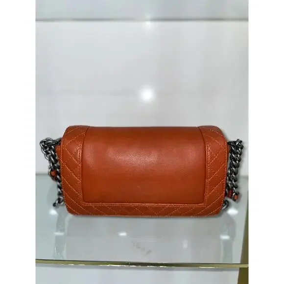 Chanel Blood Orange Leather Gunmetal Boy Bag - Picture 4 of 9